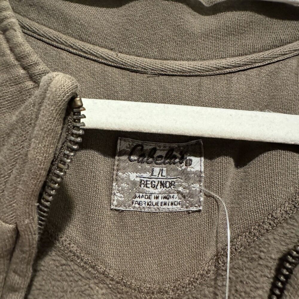 Cabelas Pathfinder Quarter Zip Sweater Ribbed Sleeves Oak Brown NEW Mens Large - Picture 4 of 7